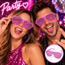 Akıllı Bayi Gümüş Detaylı Pembe Panjur Parti Gözlüğü