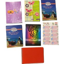 Belirtilmemiş Okul Defteri Seti 6 Adet + Unicorn Etiket Seti ve Spiralli Defter - Mopak Tokac Invict Karışık Desenli