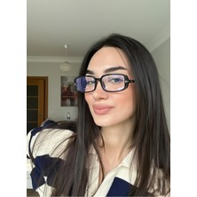 Funeyes Centro Köşeli Siyah Dikdörtgen Unisex Mavi Işık Korumalı Gözlük (Orta-Büyük)
