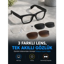 DMC Siyah Akıllı Kamera Gözlüğü Fotoğraf Video Çekimli Bluetooth Aramalı Aı Destekli 3 Değiştirilebilir Lensli - Bayi Depom
