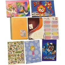 Belirtilmemiş Okul Defteri Seti 8'li Karma Set - Müzik, Kral Aslan, Uninote, Truva A5, Gamer, Creativity Defter + Happy Stickers