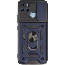 Bezos Realme C25Y Kılıf Pars Lens Yüzüklü Silikon - Lacivert