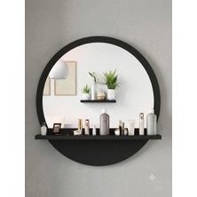 meDDex Yuvarlak Raflı Ayna 45CM Siyah Dresuar Hol Koridor Salon Banyo Wc Ofis Çocuk Yatak Odası 45RAFLI, 45