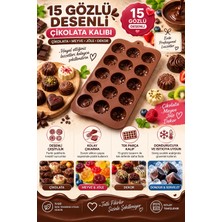 Tasarım Evi 15 Gözlü Desenli Silikon Çikolata Kalıbı - 20X10 cm Esnek Jöle, Şeker ve Pasta Dekor Kalıbı