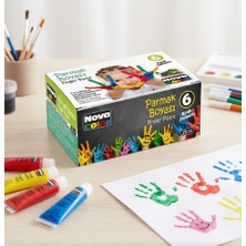 DMC Parmak Boyası - 6 Renk (Sarı, Kırmızı, Mi, Yeşil, Beyaz, Siyah) Küçük Boy, Çocuklar Için Eğlenceli Desenler