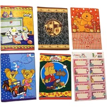 Belirtilmemiş Okul Defteri Seti 5 Adet + Happy Stickers Etiket - Çocuk Okul Defteri Karışık Desenli Türk Malı