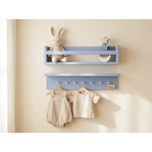 Yonga Sanat Atölyesi Ikili Duvar Rafı, Montessori Raf, 50X10 cm Isme Özel Raf ve Askılık
