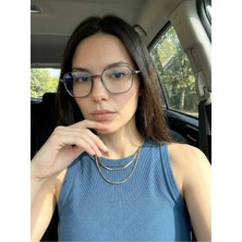 Funeyes Geometrik Unisex Siyah Kadın Erkek Mavi Işıkl Korumalı Hafif Gözlük