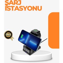 Semel 4’ü 1 Arada Kablosuz Şarj Istasyonu LED Saat Ekranlı, Akıllı Güvenlik Koruması
