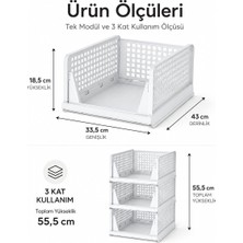 Hobilinka 3 Katlı Portatif Organizer - Çok Amaçlı Kayar Raf 18.5X33.5X43CM Toplam 55.5cm (4887)