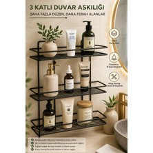 Syn Aksesuar 3 Katlı Yapışkanlı Banyo ve Duş Rafı – Delmeden Montajlı Paslanmaz Çok Amaçlı Şampuanlık Organizer