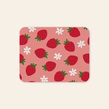 Tabloe Çiçek Desenli, Premium Renkli Mouse Pad - 23X19 cm - Kaydırmaz Tabanlı Kaliteli Mousepad -Kırmızı