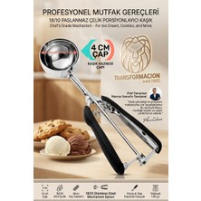 Transformacion 4 Cm Yuvalı Mekanizmalı Dondurma Kaşığı 304 Paslanmaz Çelik Profesyonel Helva Kurabiye Porsiyonlayıcı 723663