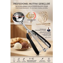 Transformacion 5 cm Yuvalı Mekanizmalı Dondurma Kaşığı 304 Paslanmaz Çelik Profesyonel Helva Kurabiye Porsiyonlayıcı 723664