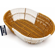 MiraLive Oval Hasır K.rengi - Beyaz Ekmek Sepeti 28X20CM (4887)