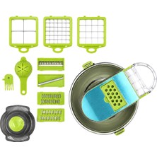 MiraLive Vegetable Cutter Hazneli 9ın1 Çok Fonksiyonlu Sebze Dilimleyici - Kesici - Doğrayıcı Seti Dp-90