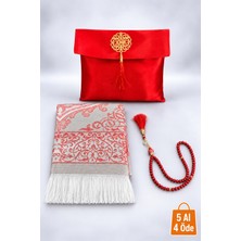 Hig Store 3 Parça Seccade Takımı Çeyizlik Hediyelik Gelin Damat Bohçası Umre Kabe Hac Mevlid Hediyelik Seccade Seti