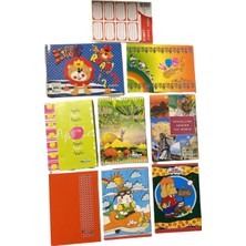 Belirtilmemiş Okul Defteri Seti 10 Parça Çizgili Kareli Resim Defteri + Tanex Etiket - King Roar Apple Müzik Travel Temalı