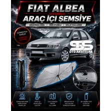 STS Oto Aksesuar Fiat Albea Araç Ön Cam Güneşliği Katlanabilir Şemsiye Oto Güneşlik Uv Korumalı Gölgelik Araba Oto Şemsiyesi