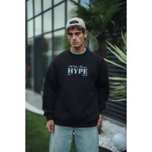 Ayessa Erkek 3 Iplik Pamuklu Bisiklet Yaka Baskılı Sweatshirt - Siyah Siyah - 2xl