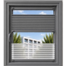 Sineklikstore Gri Perde + Tül Çift Sistem Plise Perde - Cam Balkon Perdesi - Ofis Perdesi - Mutfak Perdesi - Salon Perdesi