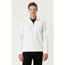 Ayessa Erkek 3 Iplik Pamuklu Uzun Kol Yarım Farmuarlı Yakalı Sweatshirt - - Beyaz Beyaz - 2xl