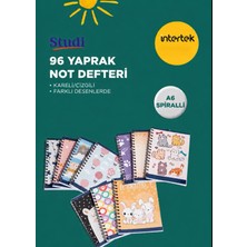 Studi Not Defteri 96 Yaprak Spiralli Çizgili Kareli