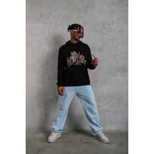 Erkek Dankes Baskılı Kapüşonlu Sweat - Siyah