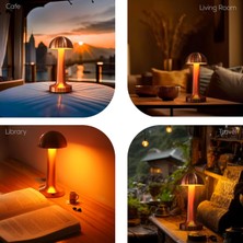 Üstüner Ba-Er Modern Taşınabilir Masa Lambası, Şarj Edilebilir Batarya, Led, 24 Saate Kadar Uzun Kullanım Süresi, Şık Restoranlar/yatak Odası/akşam Yemeği/kahve Masası 3 Seviye Parlaklık, Metal - Bakır Renk