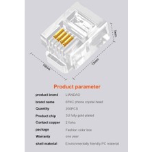 Üstüner PX-6P4C RJ11-4LÜ 4 Pinli Konnektör, 100’LÜ Paket 6P4C Telefon Jack, RJ11 Telefon Kablo Ucu, Modem Dsl Fax Santral Hat Kablosu Sonlandırma Konnektörü, Şeffaf RJ11 Plug