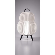 Joho Modern Bohem Oluklu Balkabağı Masa Lambası - Siyah Ayaklı Kablolu Dekoratif Gece Lambası (30 Cm)