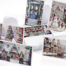 Üstüner Simli Kartpostal, Yılbaşı, Kış Sokakları Set (6 Adet)