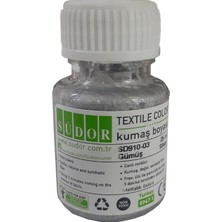 Üstüner Kumaş Boyası Yaldızlı Simli Tişört Çanta Tekstil Boyası 25 ml 1 Adet Südor Kumaş Boyası Tek Şişe 1 Adet Gümüş Gri