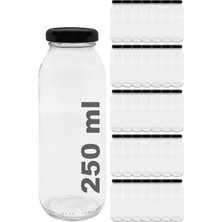 Üstüner Afracam Meyve Suyu, Limonata Şişesi Şeffaf 250 ml Metal Kapaklı Boş Cam Şişe 35 Adet