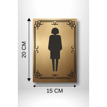 Dekoratif Metal Kadın Wc / Tuvalet Yönlendirme Levhası (20X15 Cm) ALTIN