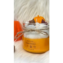 My Elfa Balkabağı Süslemeli Sonbahar Temalı Dekoratif Kavanozda Kremalı Doğal Soya Wax Mum