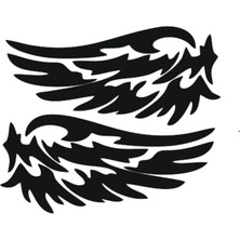Üstüner 2 Adet Araba Motorsiklet Leptop Kask Kanat Sticker Reflektörlü ve Düz Renkler Piano Black