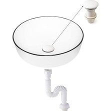 Üstüner Pop-Up Basmalı Beyaz Seramik Başlıklı Lavabo Sifonu KSF103-W