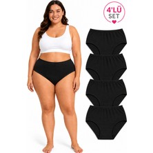 %100 Pamuklu Yüksek Bel Bato Günlük Külot 4lü Paket