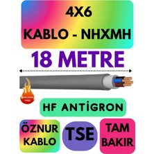 Üstüner Öznur 4x6 Nhxmh Alev Iletmez Kablo, 18 Metre, Gri