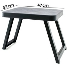 Semel 10 Adet Küçük= 47X33CM Kamp - Piknik Masası Siyah Plastik Katlanabilir AYAKLI=38CM
