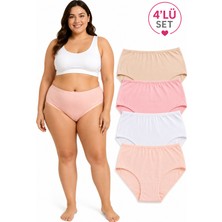 %100 Pamuklu Yüksek Bel Bato Günlük Külot 4lü Paket