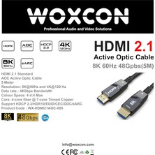 Üstüner 8k HDMI Aoc Fiber Kablo - HDMI 2.1 Standart - 48GBPS, 8k 60Hz, 4K 120Hz, 4K 60Hz, Earc, Hdr, D-Hdr, Hdcp2.3, Dolby Vision, Dolby Atmos (5 Metre)