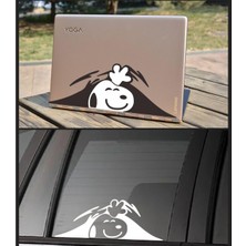 Üstüner Snoopy Araba, Motorsiklet, Kask, Laptop, Cam, Duvar Sticker 20X7,3 cm