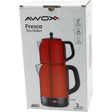 Semel Awox Fresco Kırmızı Elektrikli Çay Makinesi Çaycı Set 1.7lt Su Isıtıcı + 1.2lt Demlik Paslanmaz Çelik Gövde 2200W