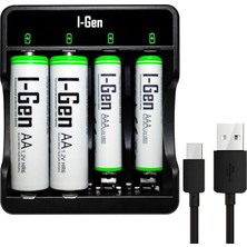 Üstüner G479 4'lü Pil Şarj Aleti + 2 Adet Aa 2700 Mah + 2 Adet Aaa 900 Mah Şarjlı Kalem Pilli Set 1.2V Ni-Mh