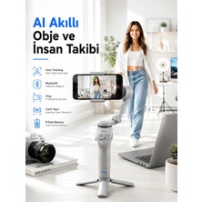 Semel Yapay Zeka Takipli Telefon Gimbali Katlanabilir Tripod Bluetooth Kontrollü Dahili LED Işıklı