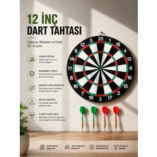 Semel 12 Inç Ahşap Dart Tahtası 4 Adet Metal Uçlu Dart Oku Dahil
