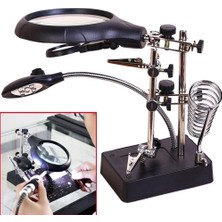Üstüner 5 LED 3 Farklı Mercek Çok Fonksiyonlu Lehim Tamir Standı Büyüteç