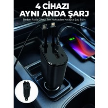 Semel 120W Hızlı Şarj Destekli 4'ü 1 Arada Araç Şarj Cihazı Type-C, Lightning, USB ve Usb-C Çıkışlı